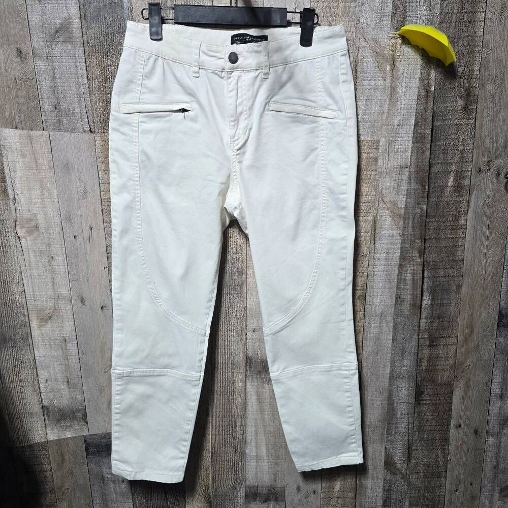 Peruvian Connection White Cropped Slim Pants 8 Casual Luxury Designer Vanilla Gi